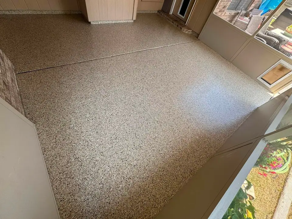 Sun room after concrete coating